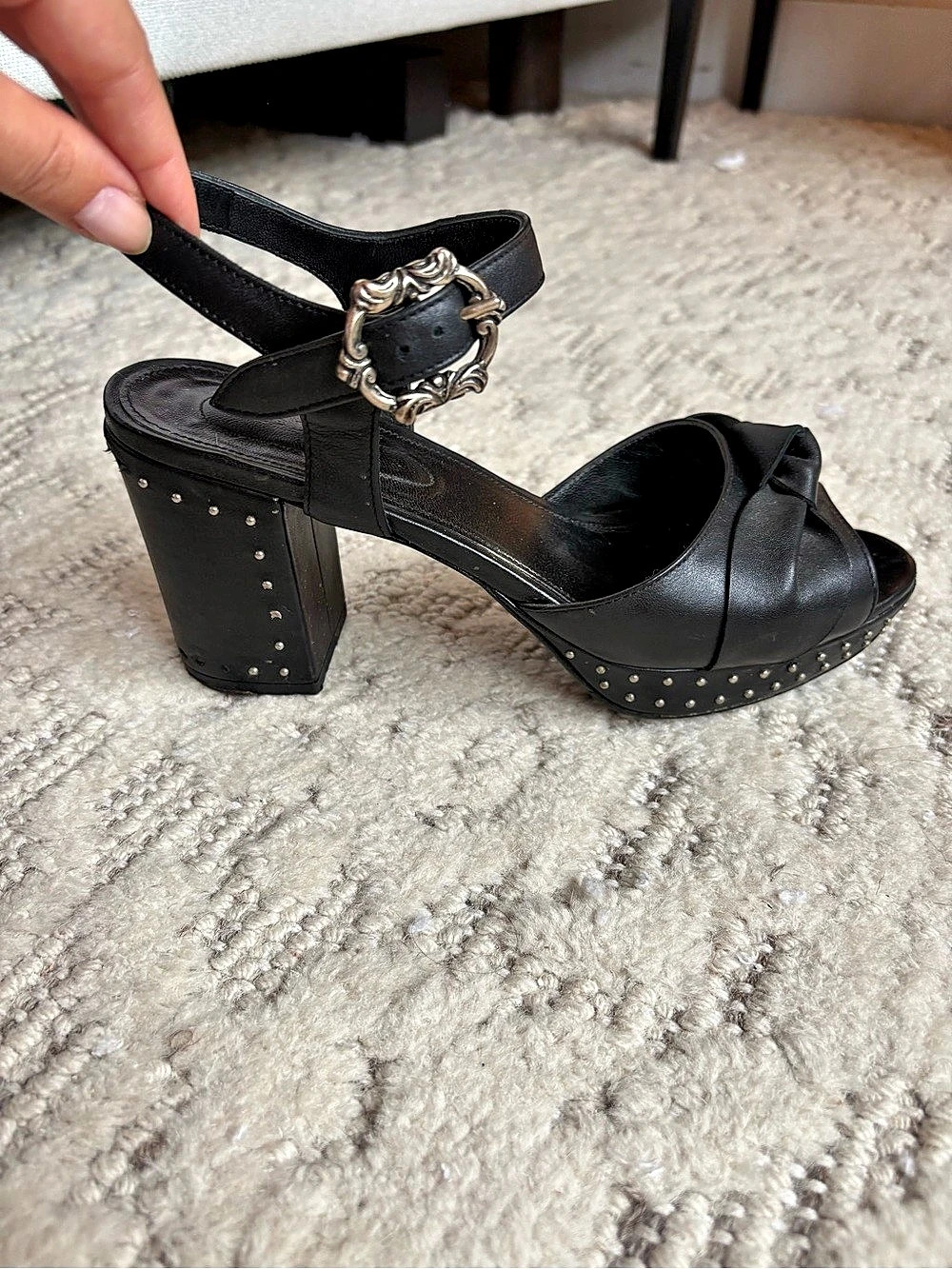 The Kooples Black Studded Platform Heels - sz 9